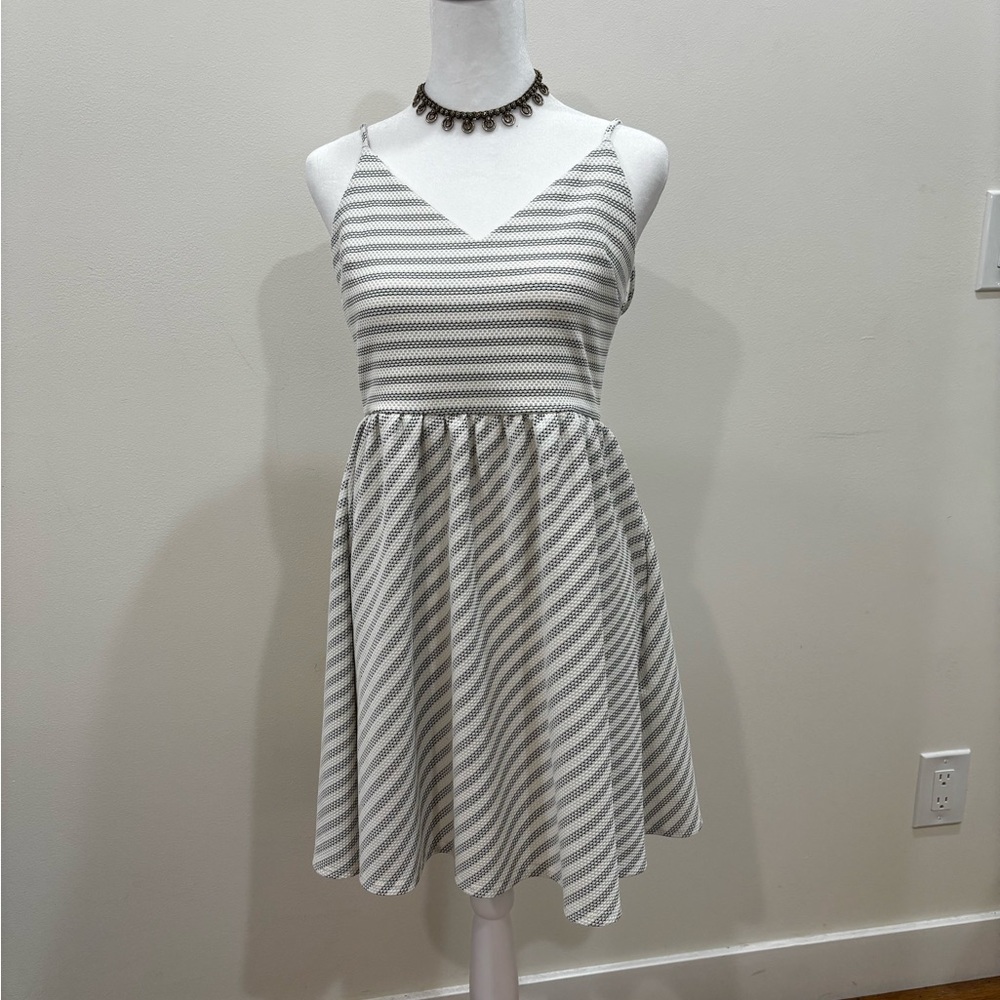 Abound Gray and White Striped Mini Dress